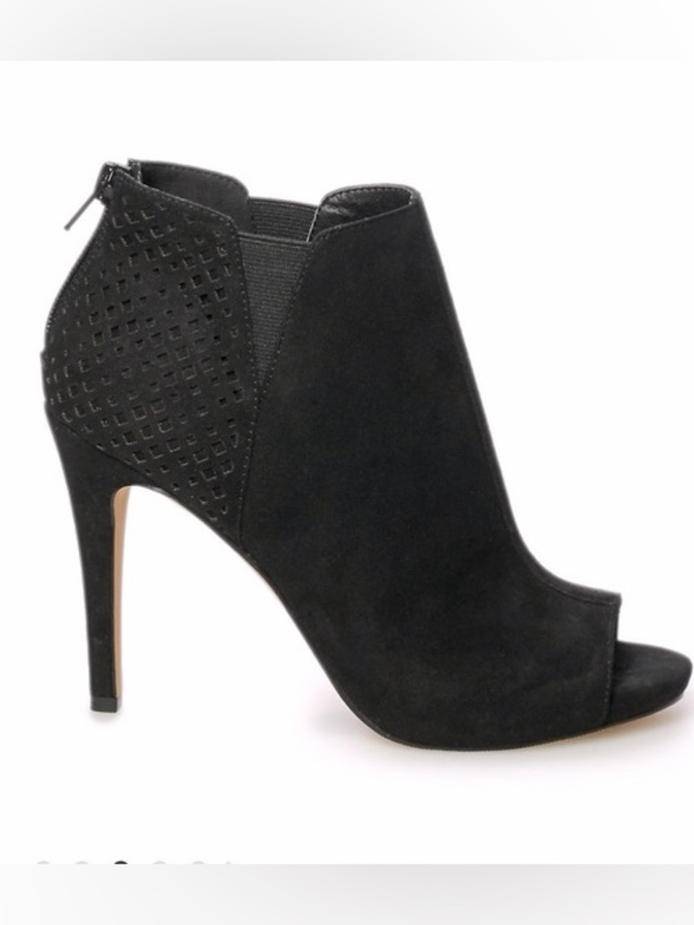 Madden Girl Royyal Black Suede Peep-Toe Stiletto Ankle Booties size 10